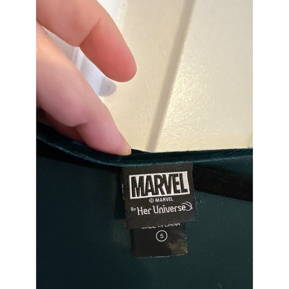 Marvel By Her Universe Velvet Hydra Emblem Dress With 3/4 Sleeves & Scoop Neck 5 - Picture 4 of 5